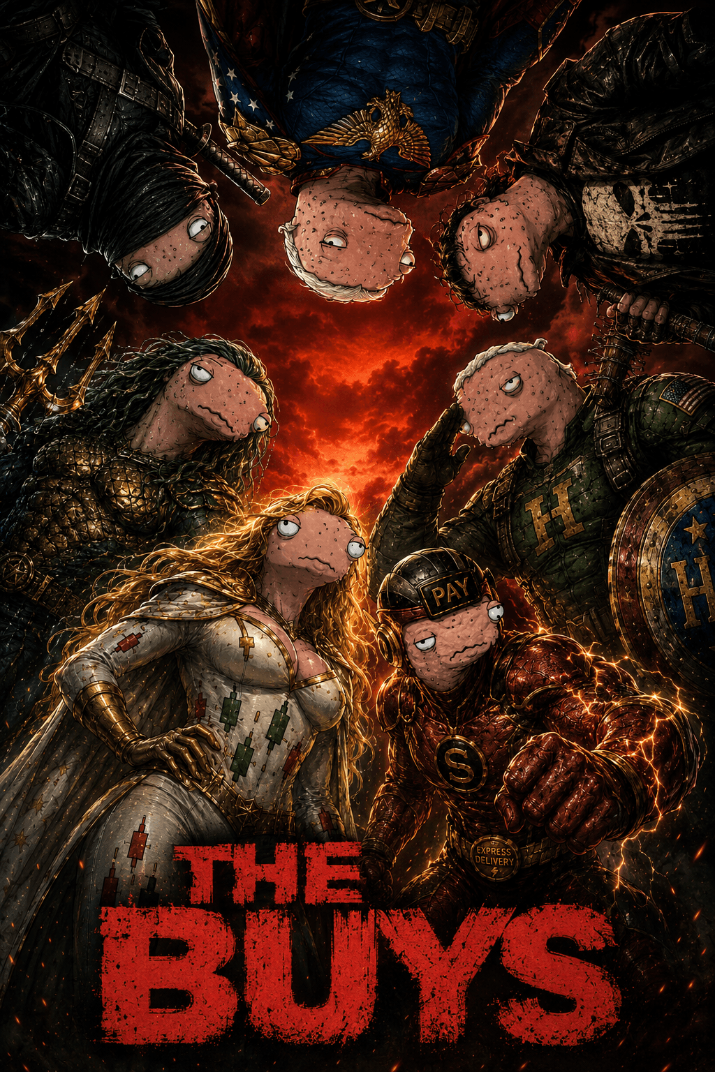THE BUYS full roster poster in original parody art