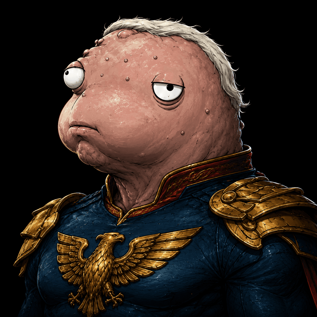 Close-up Humlunder portrait in original THE BUYS parody art